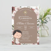 Boho Floral First Communion Invitation Einladung (Stehend Vorderseite)