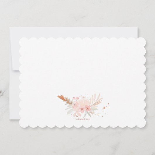 Boho Floral First Holy Communion Einladung (Rückseite)