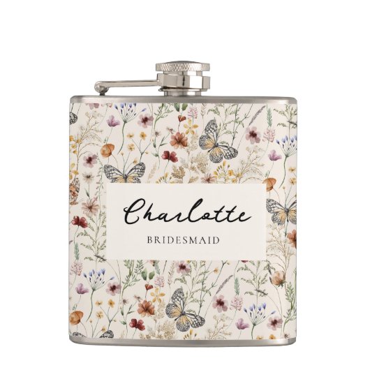 Boho Floral Flask Flachmann (Vorderseite)