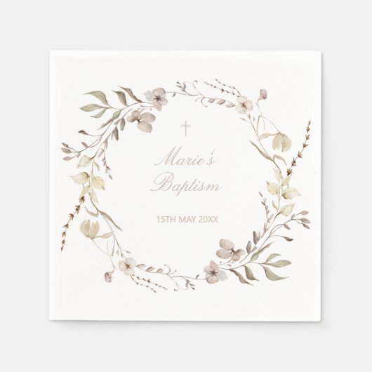 Boho floral flowers  editable napkins serviette (Vorderseite)