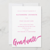 Boho Floral Foto Arch Pink Script Graduate Party Einladung (Rückseite)