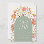 Boho Floral Foto Arch Wedding Save The Date (Vorderseite)