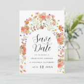 Boho Floral Foto Arch Wedding Save The Date (Stehend Vorderseite)