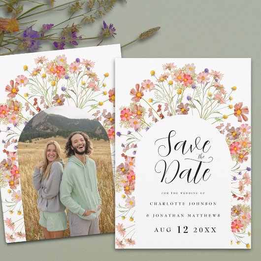 Boho Floral Foto Arch Wedding Save The Date