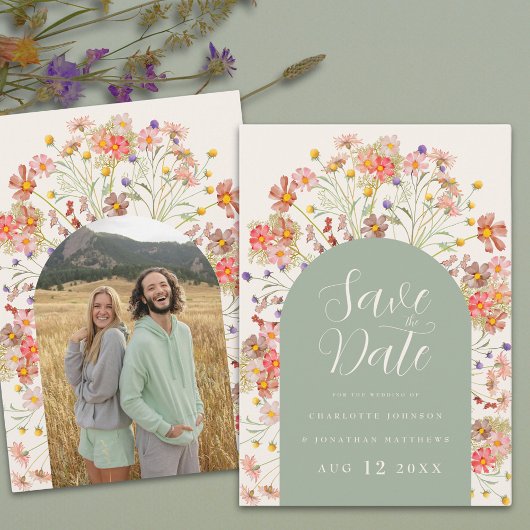 Boho Floral Foto Arch Wedding Save The Date