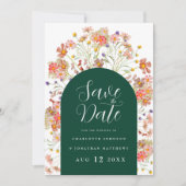 Boho Floral Foto Arch Wedding Save The Date (Vorderseite)