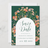 Boho Floral Foto Arch Wedding Save The Date (Vorderseite)
