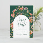 Boho Floral Foto Arch Wedding Save The Date (Stehend Vorderseite)