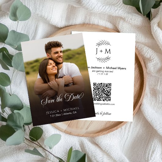 Boho Floral Foto Gradiant Calligraphy Save The Date