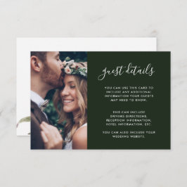 Boho Floral Foto Green Wedding Guest Details Begleitkarte