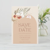 Boho Floral Foto Hochzeit im Herbst Save the Date (Stehend Vorderseite)