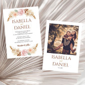 Boho Floral Foto Rustikale Bohemische Hochzeit Einladung
