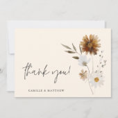 Boho Floral Foto Wedding Danke Karte (Vorderseite)