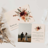Boho Floral Foto Wedding Danke Karte