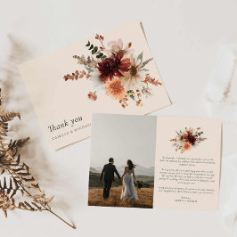 Boho Floral Foto Wedding Danke Karte