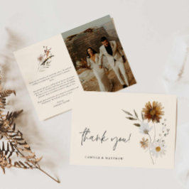 Boho Floral Foto Wedding Danke Karte