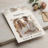Boho Floral Foto Wedding Dankeschön Card Dankeskarte