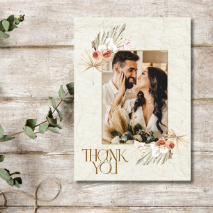 Boho Floral Foto Wedding Dankeschön Card Dankeskarte