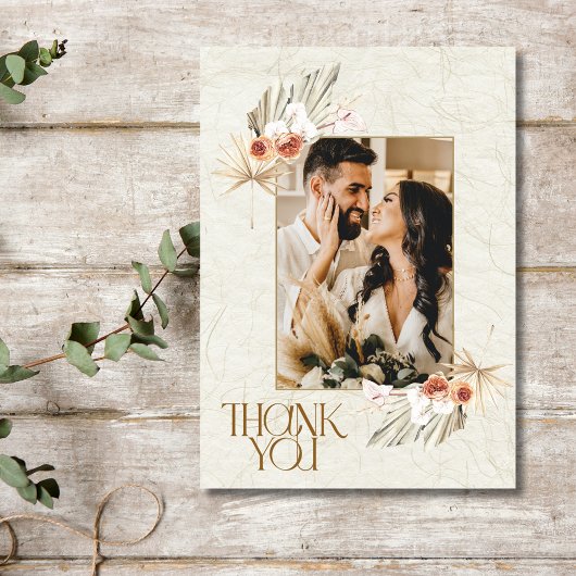 Boho Floral Foto Wedding Dankeschön Card Dankeskarte