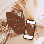 Boho Floral Foto Wedding Einladung Pampas Grass