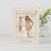 Boho Floral Foto Wedding Vielen Dank Dankeskarte (Stehend Vorderseite)