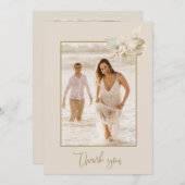 Boho Floral Foto Wedding Vielen Dank Dankeskarte (Vorne/Hinten)