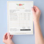 Boho Floral Fotografy Business Invoice Form Flyer (Hand)