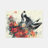 Boho Floral Fox Wildlife Nature Fleecedecke (Vorderseite (Horizontal))
