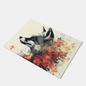Boho Floral Fox Wildlife Nature Fußmatte (Schrägansicht)
