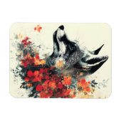Boho Floral Fox Wildlife Nature Magnet (Horizontal)