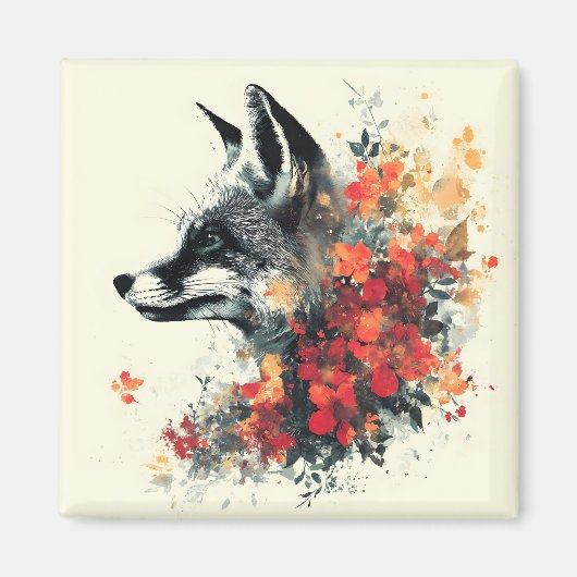Boho Floral Fox Wildlife Nature Magnet (Vorne)
