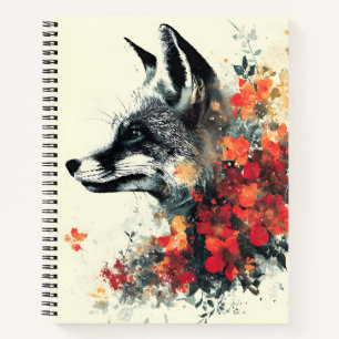 Boho Floral Fox Wildlife Nature Notizblock