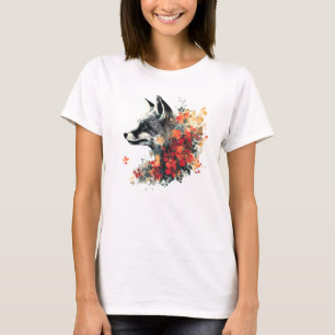 Boho Floral Fox Wildlife Nature T-Shirt