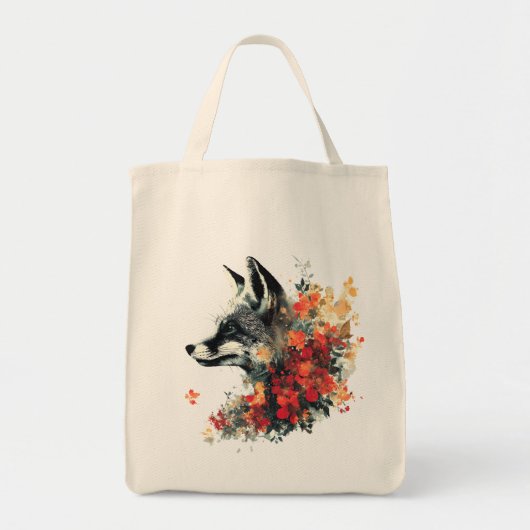 Boho Floral Fox Wildlife Nature Tragetasche (Vorne)