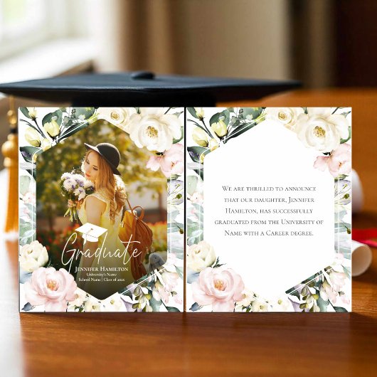 Boho Floral Frame Foto Abschluss Ankündigung