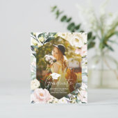 Boho Floral Frame Foto Abschluss Ankündigung (Stehend Vorderseite)