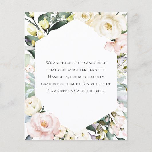 Boho Floral Frame Foto Abschluss Ankündigung (Rückseite)