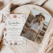 Boho Floral Frame Foto Abschluss Einladung