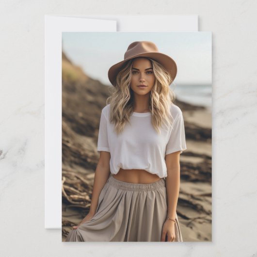 Boho Floral Frame Foto Abschluss Einladung (Rückseite)