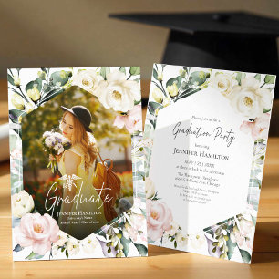 Boho Floral Frame Foto Medical Graduation Party Einladung