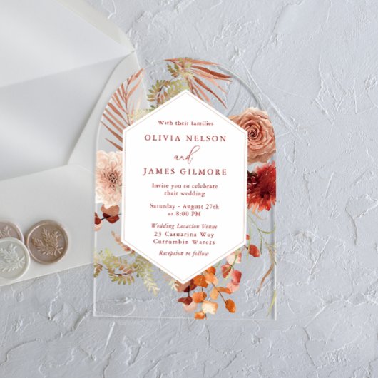 Boho Floral Frame Modern Wedding Acryleinladungen