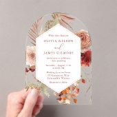 Boho Floral Frame Modern Wedding Acryleinladungen (Insitu (Handheld))