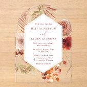 Boho Floral Frame Modern Wedding Acryleinladungen (Vorderseite)