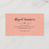 Boho Floral Frame - Navy Blue & Coral Visitenkarte (Rückseite)