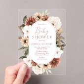 Boho Floral Frame Neutral Baby Dusche Acryleinladungen (Insitu (Handheld))