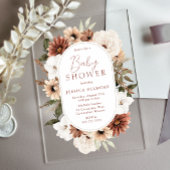 Boho Floral Frame Neutral Baby Dusche Acryleinladungen