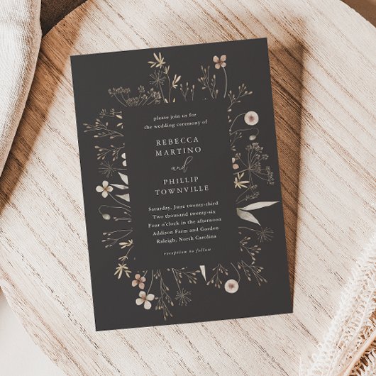 Boho Floral Frame Wildblume Wedding Einladung