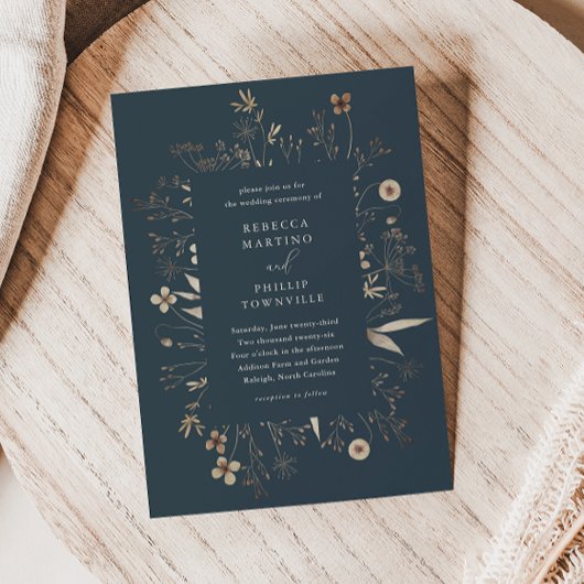 Boho Floral Frame Wildblume Wedding Einladung