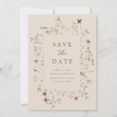 Boho Floral Frame Wildblume Wedding Save The Date (Vorderseite)