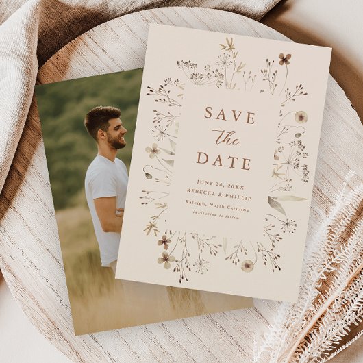 Boho Floral Frame Wildblume Wedding Save The Date
